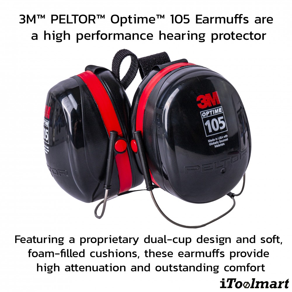 ที่ครอบหูลดเสียง 3M H10B PELTOR Optime 105 แบบคล้องคอ ค่าการลดเสียง 29 เดซิเบล