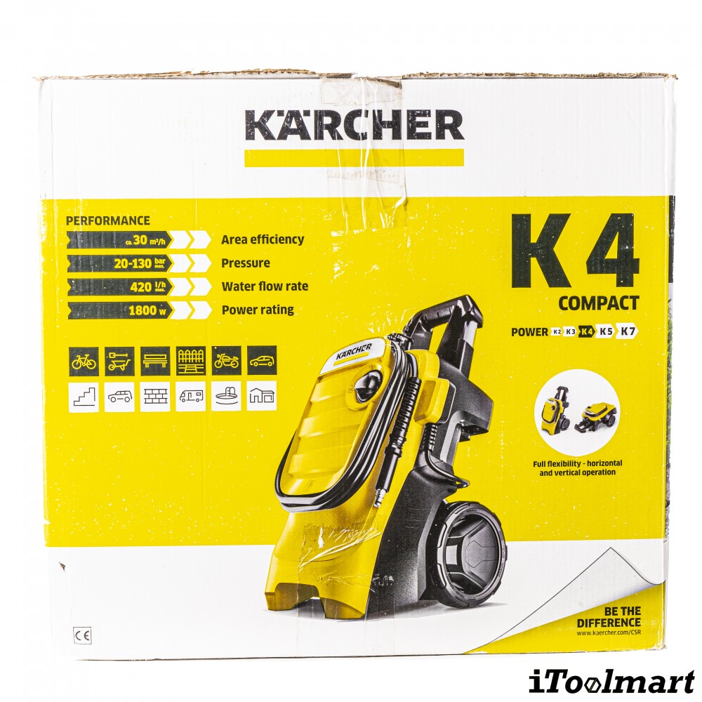 เครื่องฉีดน้ำแรงดันสูง Karcher K4 COMPACT 130 บาร์ 1 637 500 0 เครื่องฉีดน้ำแรงดันสูง Karcher K4 COMPACT 130 บาร์ 1 637 500 0