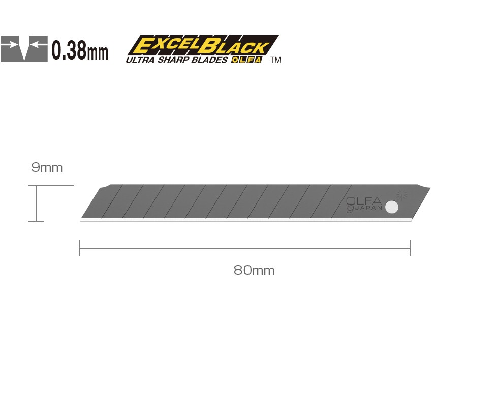 ใบมีดคัตเตอร์ OLFA ASBB-10 Standard-Duty Black Blade ขนาด 9 มม. (10 ชิ้น)