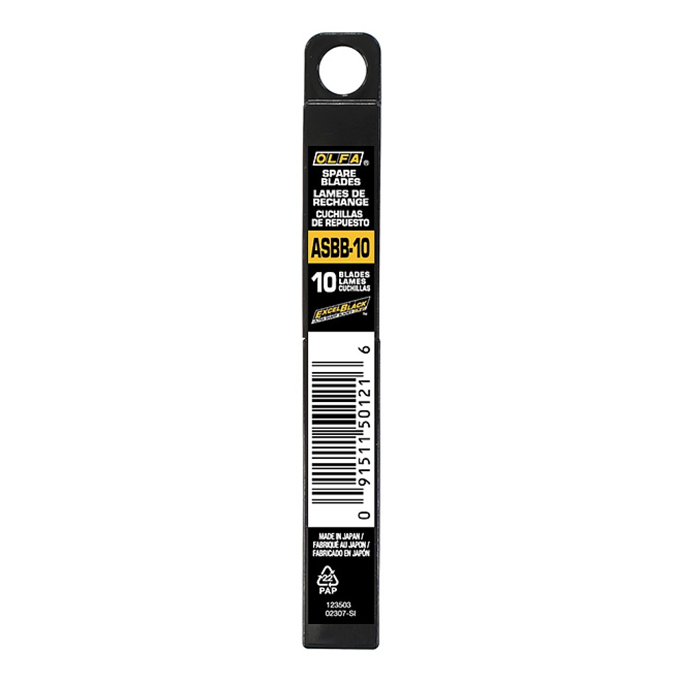 ใบมีดคัตเตอร์ OLFA ASBB-10 Standard-Duty Black Blade ขนาด 9 มม. (10 ชิ้น)