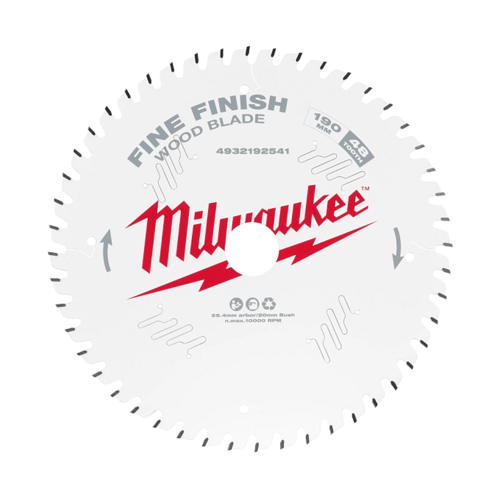 ใบเลื่อยวงเดือน Milwaukee 4932192541 Fine Finish 190 มม. 48 ฟัน สำหรับตัดไม้