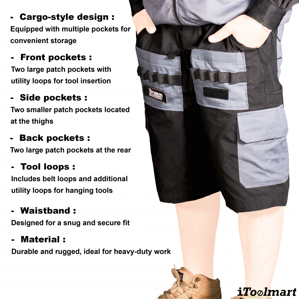 กางเกงช่าง TECHMAN BOMP Size XL ทรงคาร์โก้ กระเป๋า 8 ช่อง