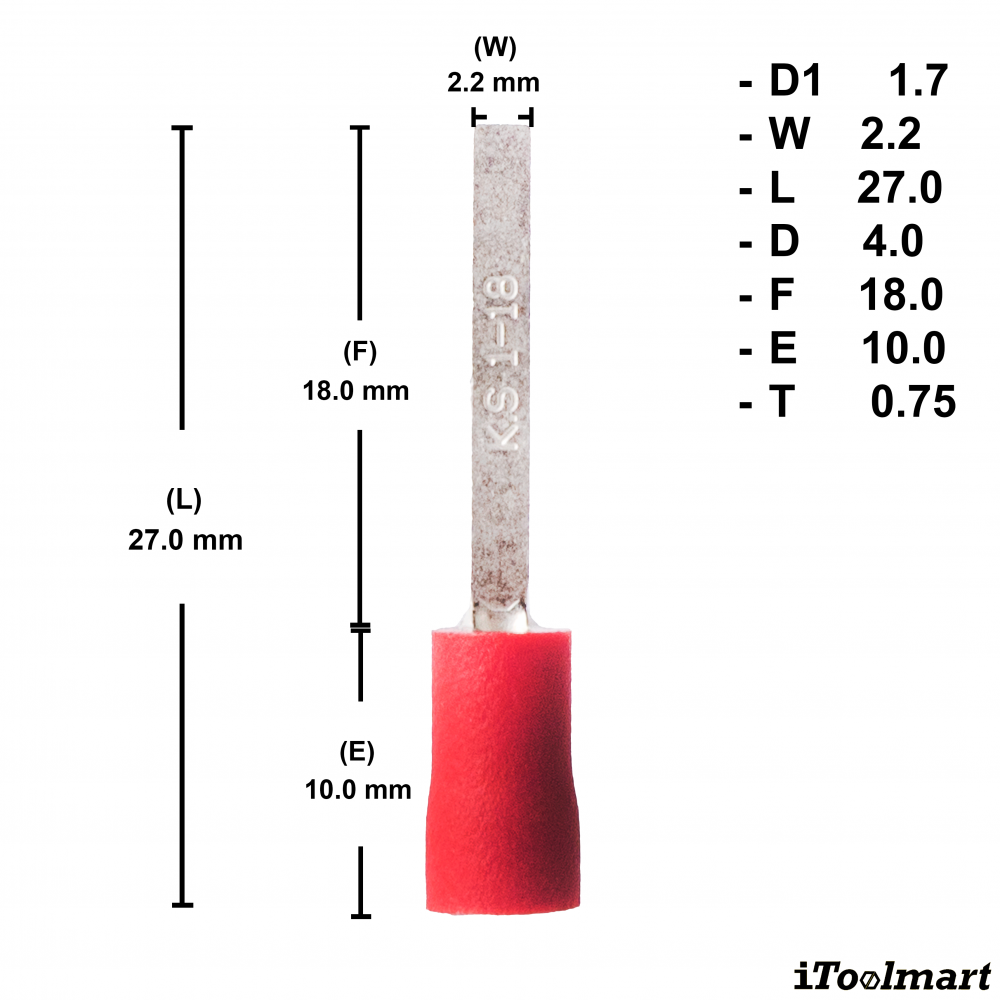 หางปลาเสียบก้านไม้ขีด KST DBV1 18 แบบหุ้ม สีแดง ขนาด 1 5 mm² 100 ตัว หางปลาเสียบก้านไม้ขีด KST DBV1 18 แบบหุ้ม สีแดง ขนาด 1 5 mm² 100 ตัว
