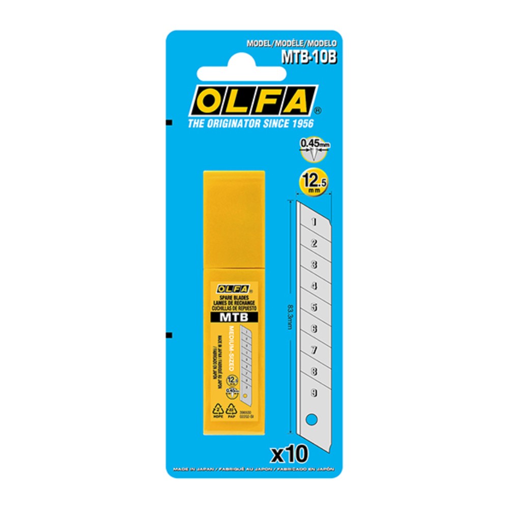 ใบมีดคัตเตอร์ดำ OLFA MTB 10B ขนาด 12 5 มม   แพ็ก 10 ชิ้น 