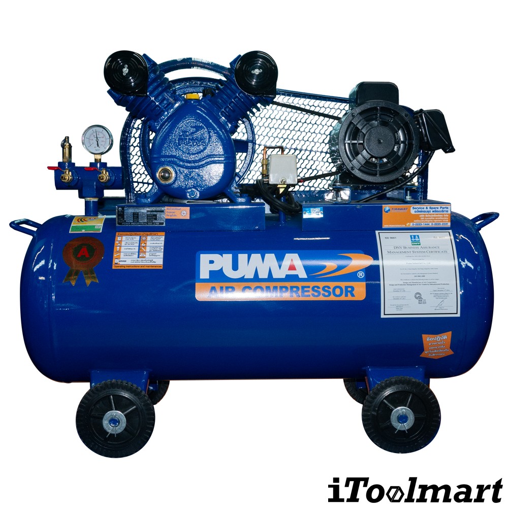 ปั๊มลม PUMA รุ่น PP 21 มอเตอร์มิซซูบิชิ 1 HP ถัง 92L   2 ลูกสูบ 