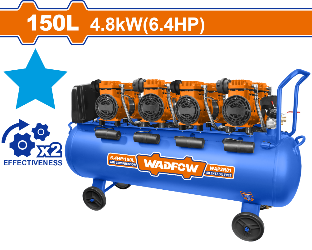 ปั๊มลม Oil free WADFOW WAP2R81 ขนาด 150 ลิตร 4800W 6 4HP