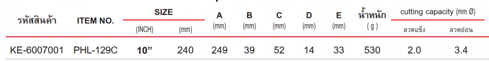คีมปากจิ้งจก KEIBA PHL 129C มาพร้อมย้ำหัวสาย ความยาว 175 มม 