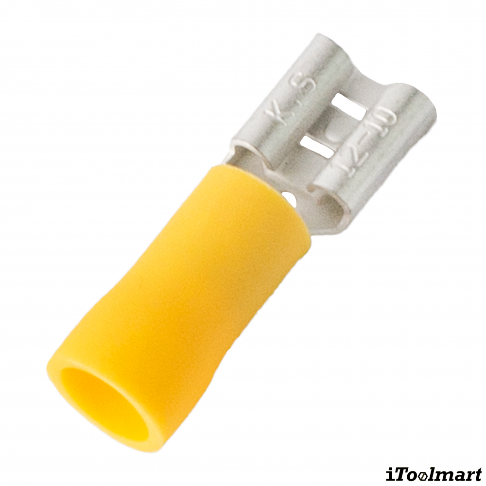 หางปลาเสียบแบนตัวเมีย KST FDV5 250 สีเหลือง ขนาด 6 mm² 100 ตัว หางปลาเสียบแบนตัวเมีย KST FDV5 250 สีเหลือง ขนาด 6 mm² 100 ตัว