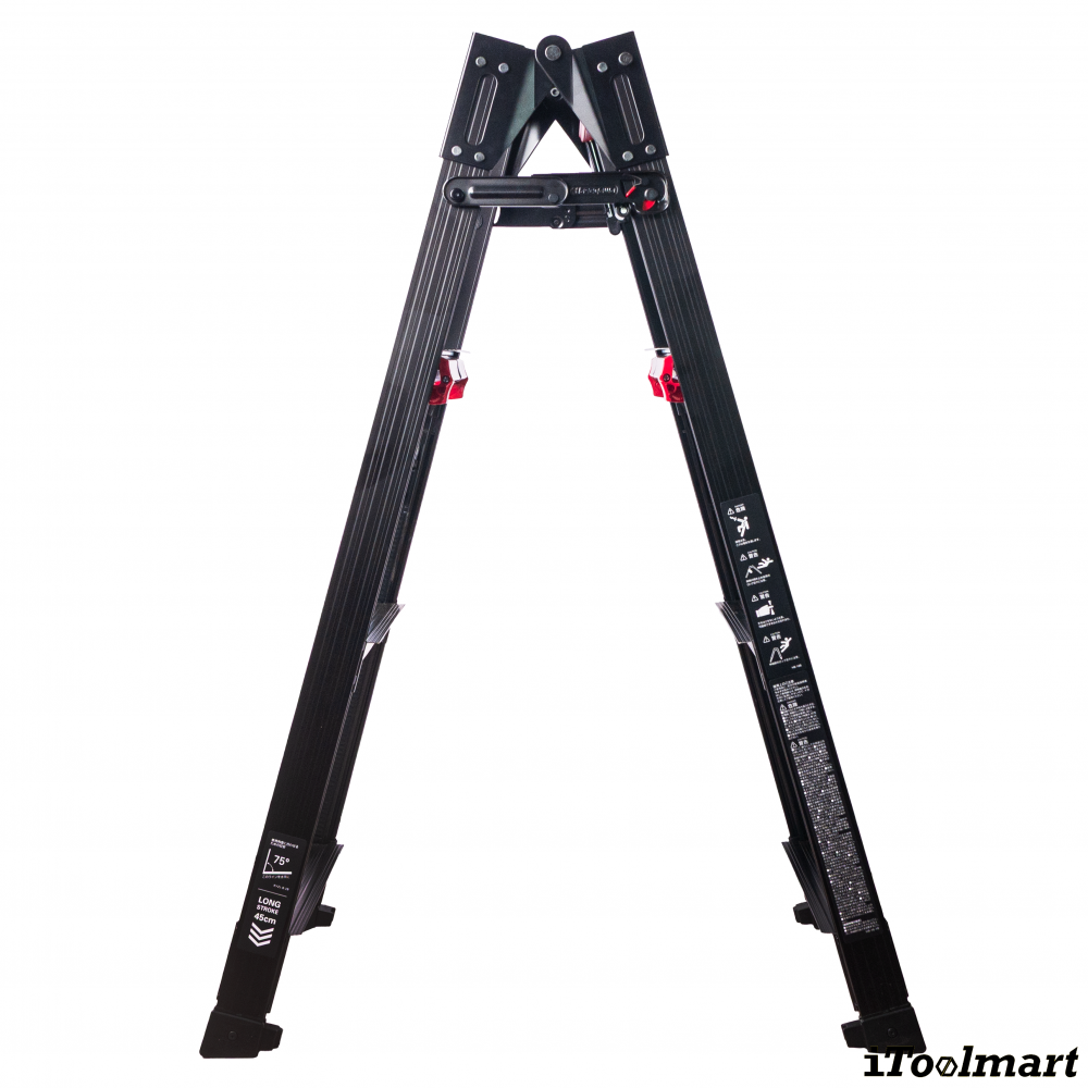 บันไดอะลูมิเนียม HASEGAWA RYRLB 12 จำนวน 4 ขั้น สีดำ ระดับความสูง 1 02   1 47 เมตร รับน้ำหนักได้ 100 กก 