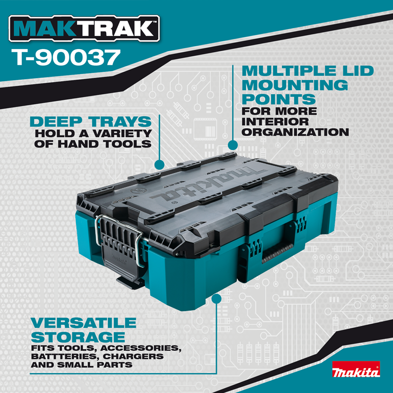 กล่องเครื่องมือ MAKITA MAKTRAK T 90037 ขนาดกลาง ขนาด 22 11 x 15 22 x 6 32 นิ้ว