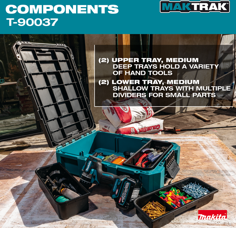 กล่องเครื่องมือ MAKITA MAKTRAK T 90037 ขนาดกลาง ขนาด 22 11 x 15 22 x 6 32 นิ้ว