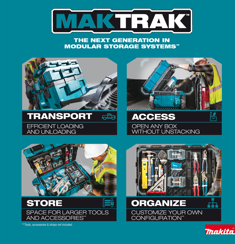 กล่องเครื่องมือ MAKITA MAKTRAK T 90037 ขนาดกลาง ขนาด 22 11 x 15 22 x 6 32 นิ้ว