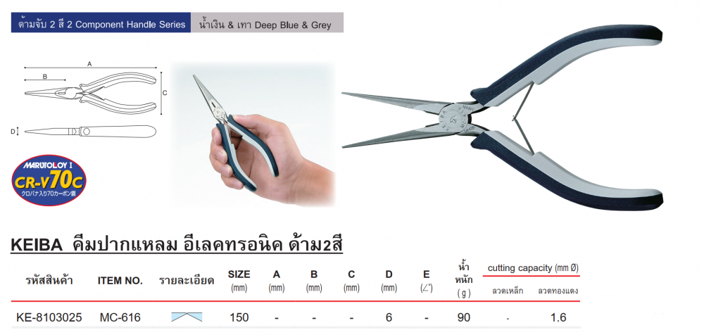 คีมปากเฉียง KEIBA MNC A05 ขนาด 125 มม 