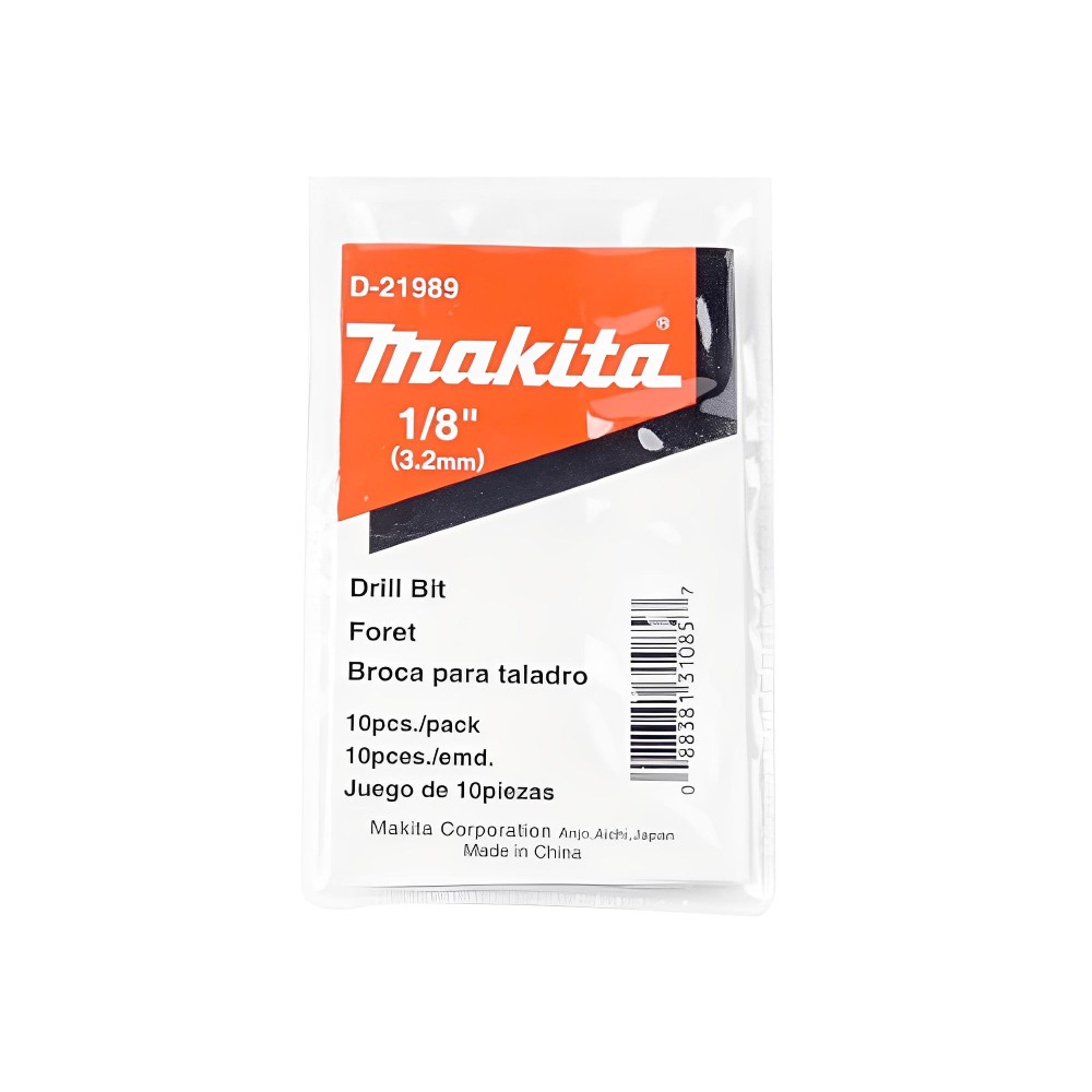 ดอกสว่าน HSS TIN MAKITA D 21989 สำหรับตัดเหล็ก ขนาด 1 8 นิ้ว  10ดอก ชุด 