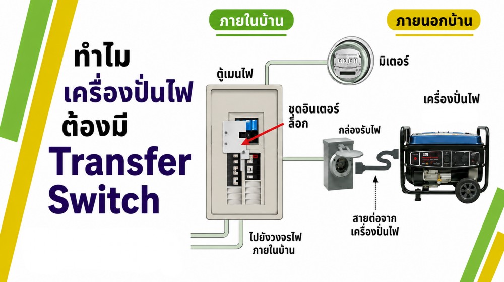 ต่อ เครื่องปั่นไฟ เข้าไฟบ้านโดยไม่มี Transfer Switch อันตรายไหม ต่อ เครื่องปั่นไฟ เข้าไฟบ้านโดยไม่มี Transfer Switch อันตรายไหม