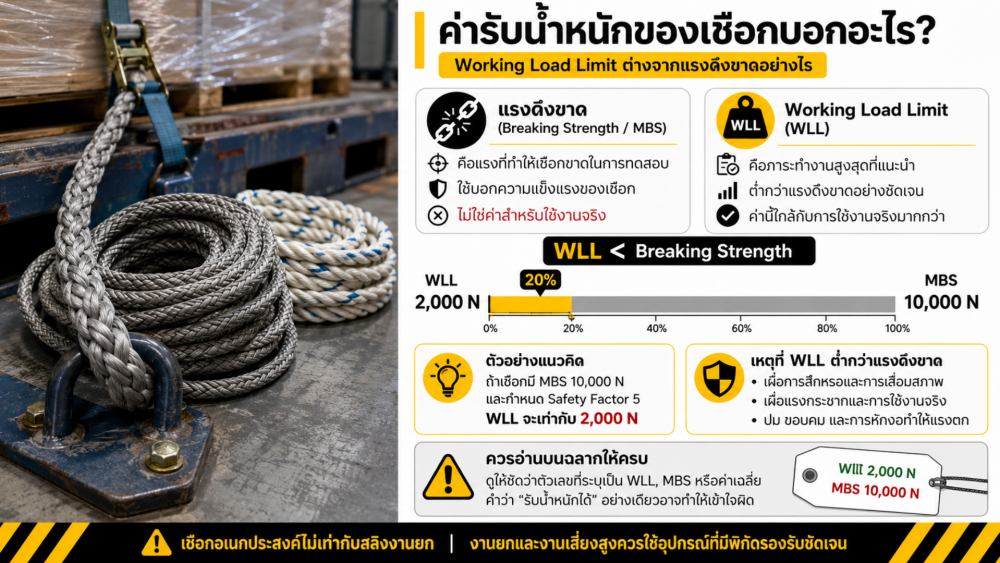ค่ารับน้ำหนักของเชือกบอกอะไร Working Load Limit ต่างจากแรงดึงขาดอย่างไร