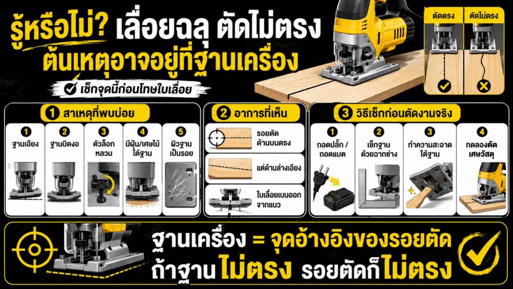รู้หรือไม่ เลื่อยฉลุ เลื่อยจิ๊กซอว์ ตัดไม่ตรง ต้นเหตุ อาจอยู่ที่ฐานเครื่อง
