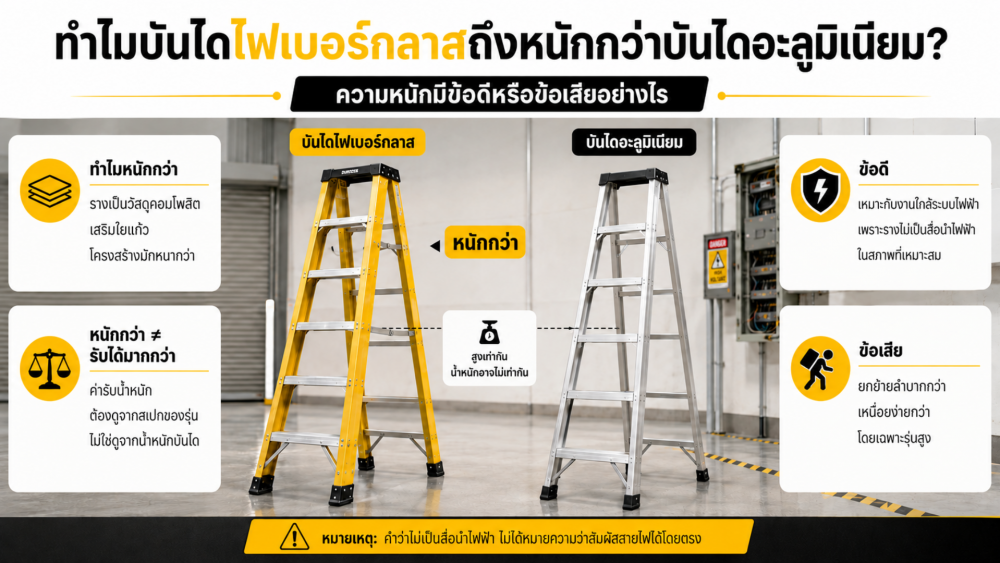 ทำไมบันไดไฟเบอร์กลาสถึงหนักกว่าบันไดอะลูมิเนียม และความหนักมีข้อดีหรือข้อเสียอย่างไร