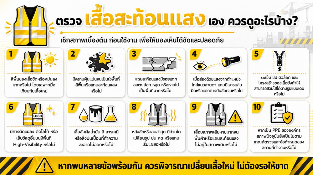 เสื้อสะท้อนแสง เก่าแค่ไหนถึงเลิกใช้ ไม่ต้องรอให้ขาด เสื้อสะท้อนแสง เก่าแค่ไหนถึงเลิกใช้ ไม่ต้องรอให้ขาด