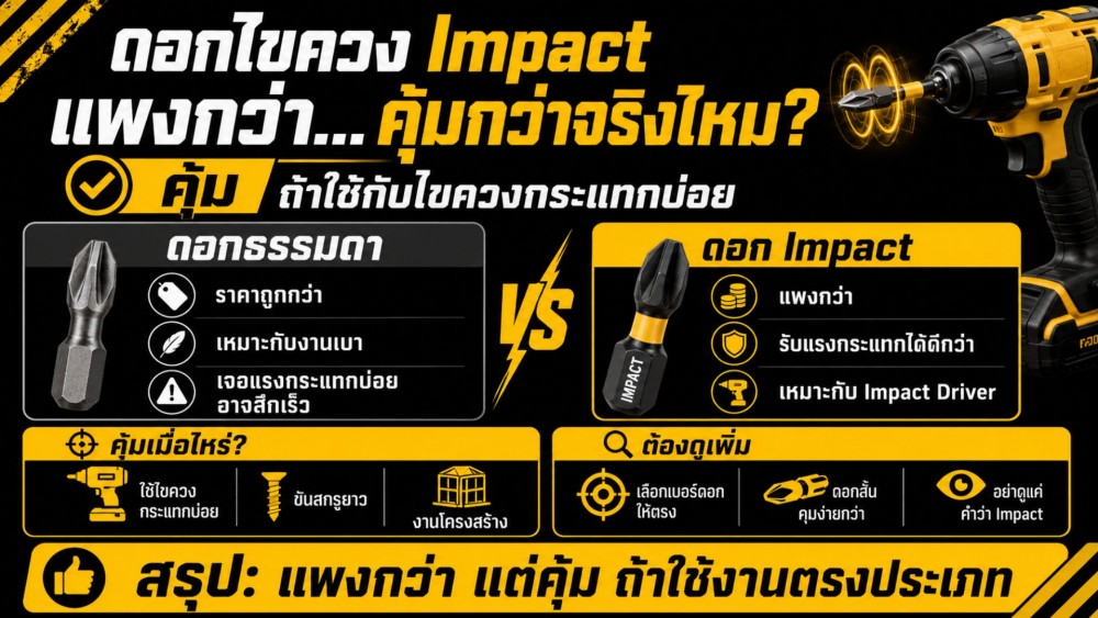 ดอกไขควง Impact แพงกว่าจริง แต่คุ้มกว่าดอกธรรมดา หรือไม่