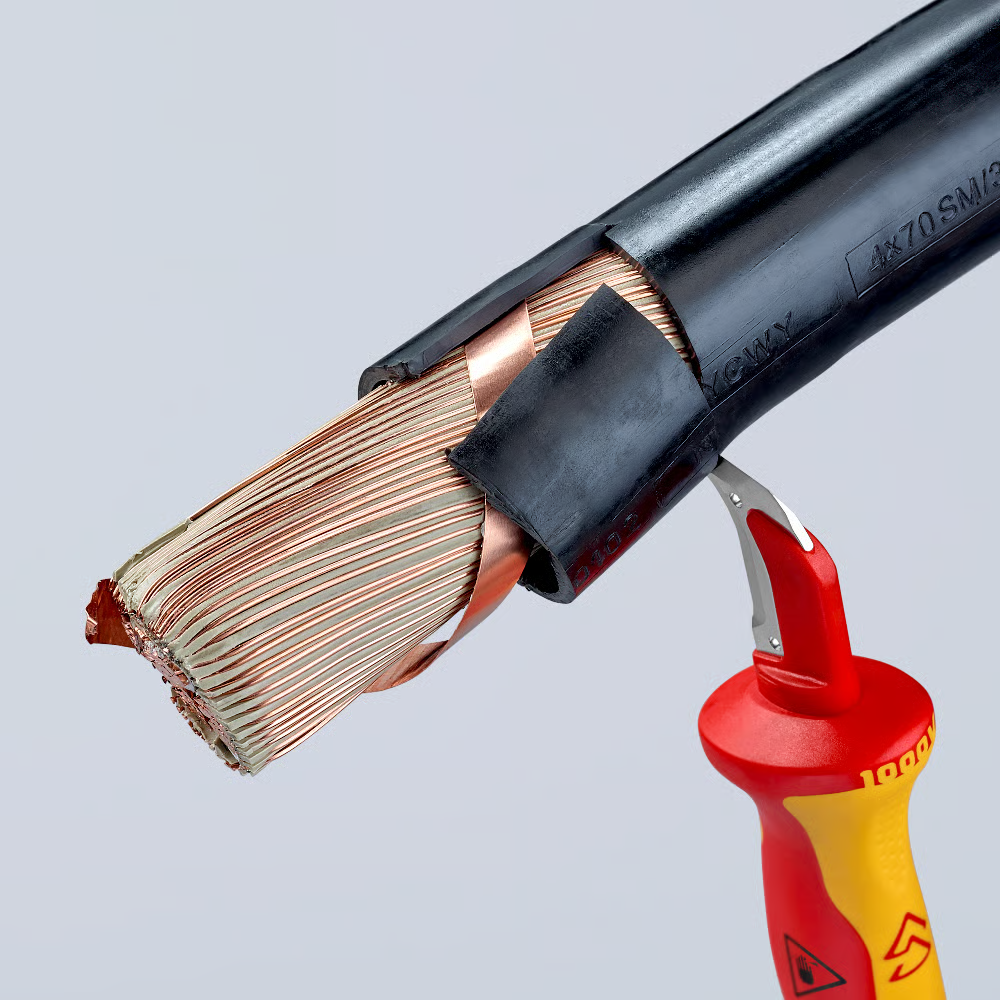 มีดปอกสายไฟ KNIPEX 98 55 Cable Knife ด้าม VDE ขนาด 180 มม 