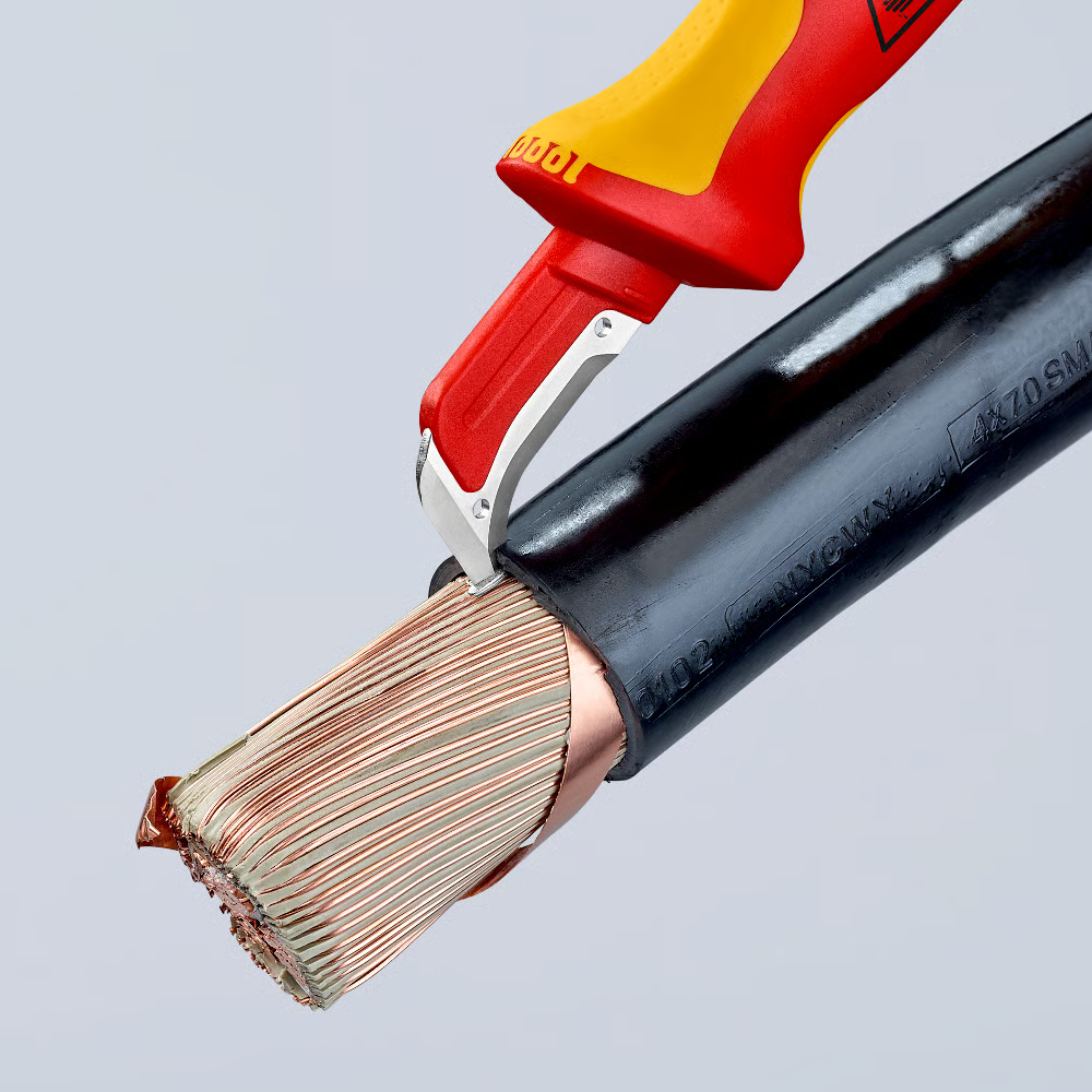 มีดปอกสายไฟ KNIPEX 98 55 Cable Knife ด้าม VDE ขนาด 180 มม 