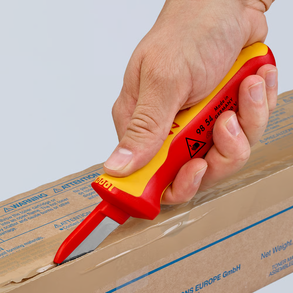 มีดปอกสายเคเบิ้ล KNIPEX 98 54 ด้ามหุ้มฉนวนกันไฟ VDE ขนาด 190 มม 