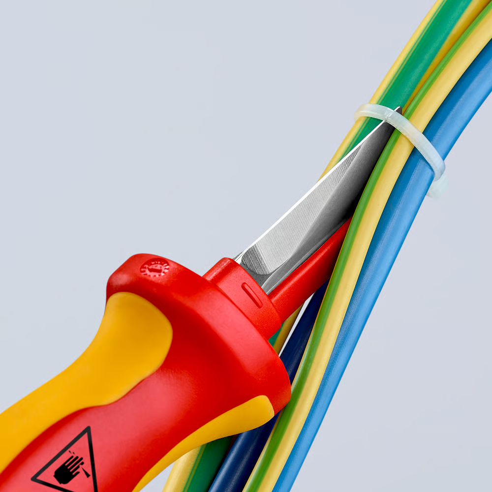 มีดปอกสายเคเบิ้ล KNIPEX 98 54 ด้ามหุ้มฉนวนกันไฟ VDE ขนาด 190 มม 
