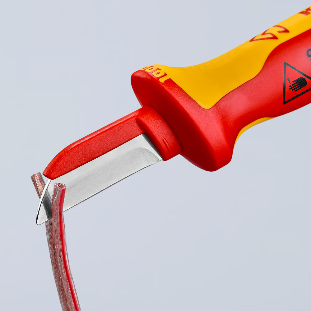 มีดปอกสายเคเบิ้ล KNIPEX 98 54 ด้ามหุ้มฉนวนกันไฟ VDE ขนาด 190 มม 