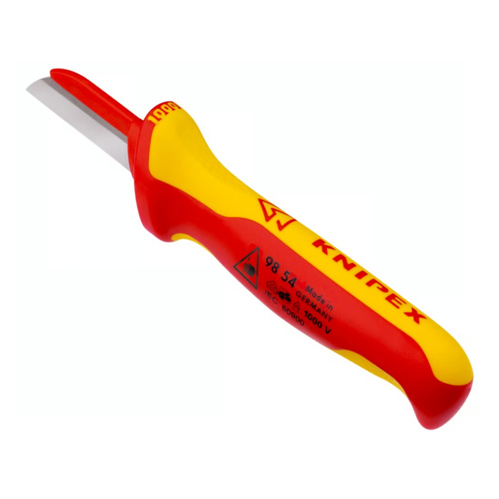 มีดปอกสายเคเบิ้ล KNIPEX 98 54 ด้ามหุ้มฉนวนกันไฟ VDE ขนาด 190 มม 