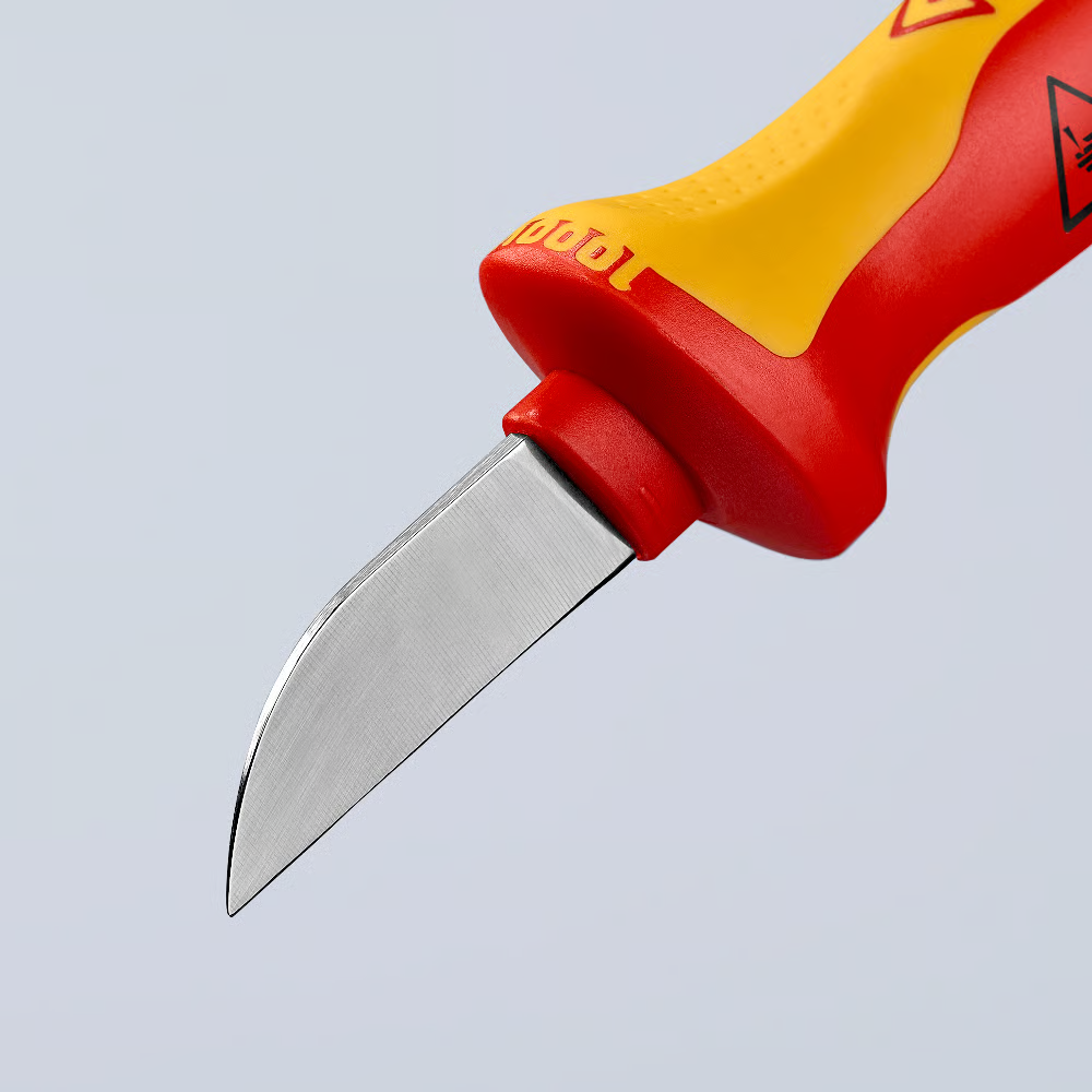 มีดปอกสายเคเบิ้ล KNIPEX 98 52 ด้ามหุ้มฉนวนกันไฟ VDE ขนาด 190 มม 