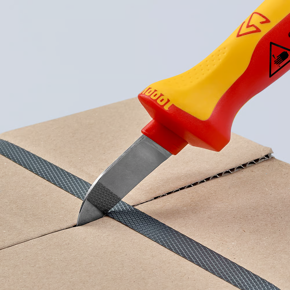 มีดปอกสายเคเบิ้ล KNIPEX 98 52 ด้ามหุ้มฉนวนกันไฟ VDE ขนาด 190 มม 