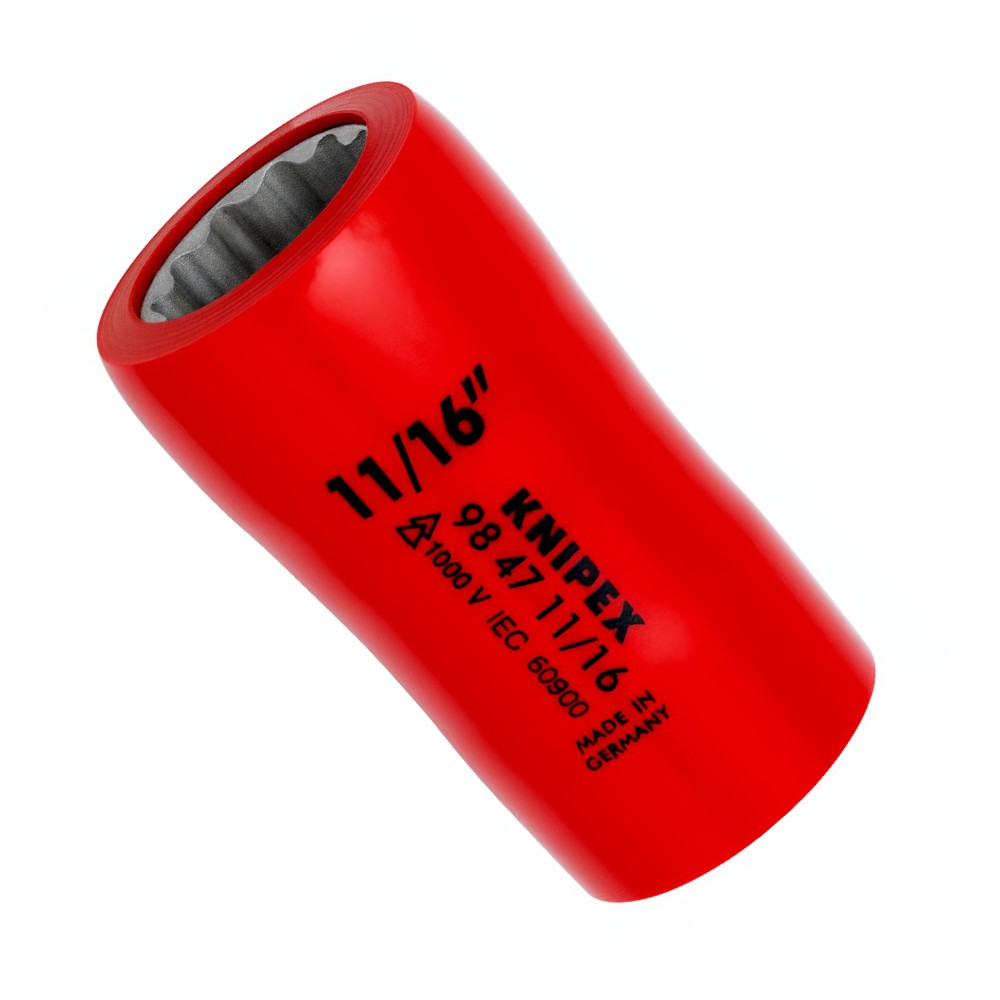 ลูกบล็อก KNIPEX 98 47 11 16  Socket หุ้มฉนวนกันไฟ 1000V รู 1 2 นิ้ว ขนาด 11 16 นิ้ว