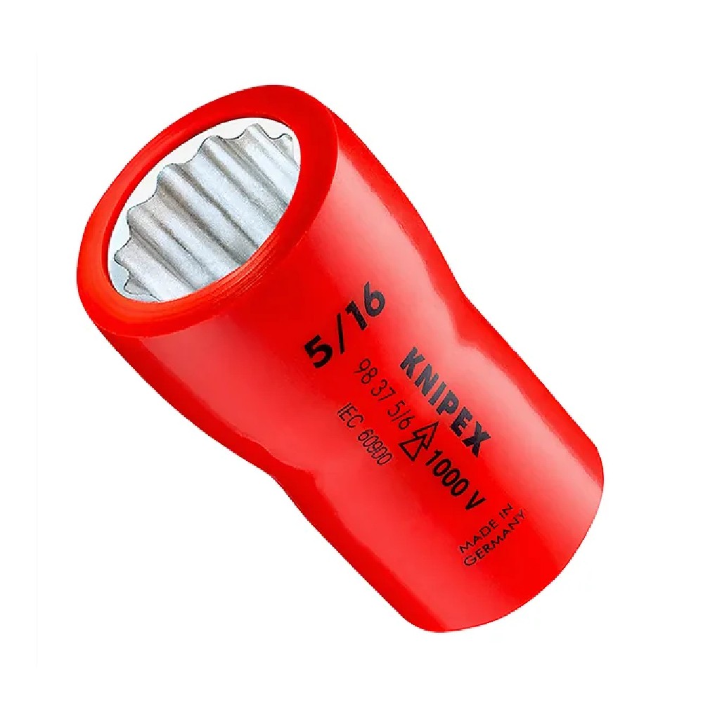 ลูกบล็อก KNIPEX 98 37 5 16  Socket หุ้มฉนวนกันไฟ VDE 1000V รู 3 8 นิ้ว ขนาด 5 16 นิ้ว