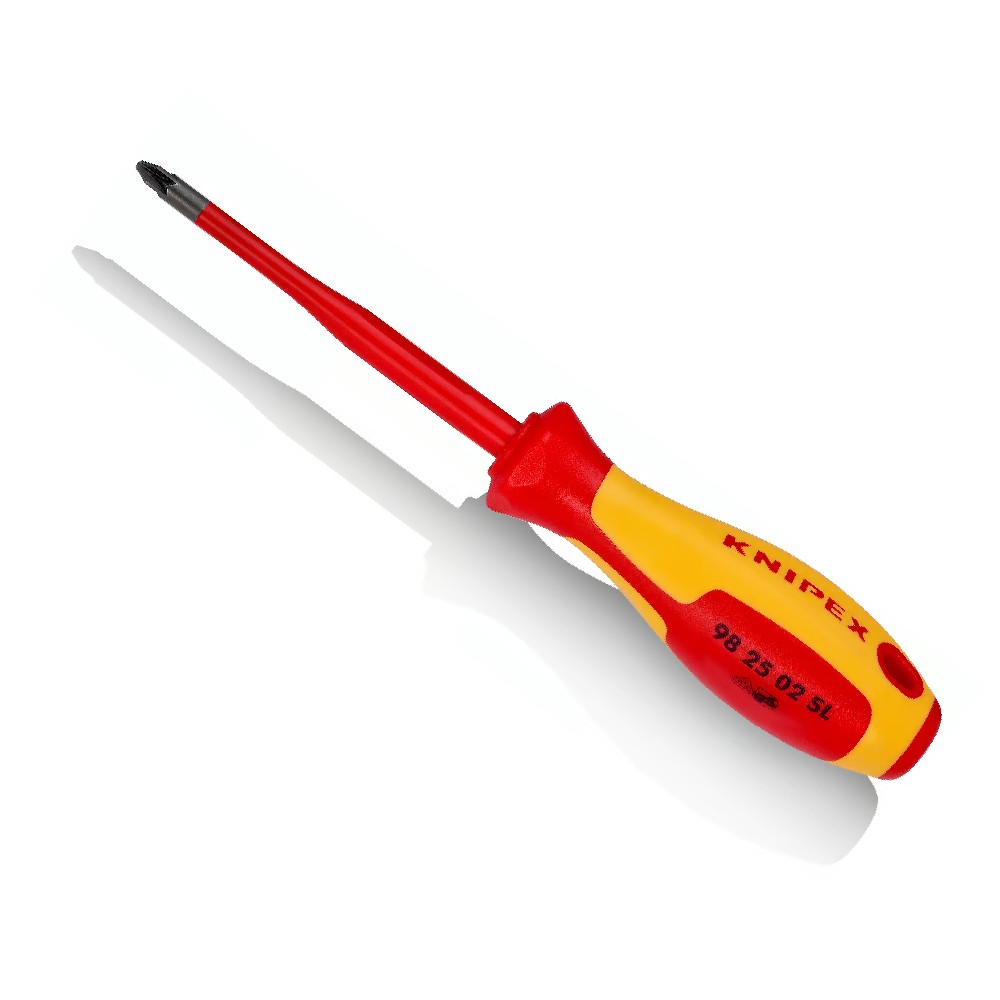 ไขควงปากแฉก KNIPEX 98 25 02 SL Pozidriv หุ้มฉนวนกันไฟ VDE 1000V ขนาด PZ2 x 212 มม 