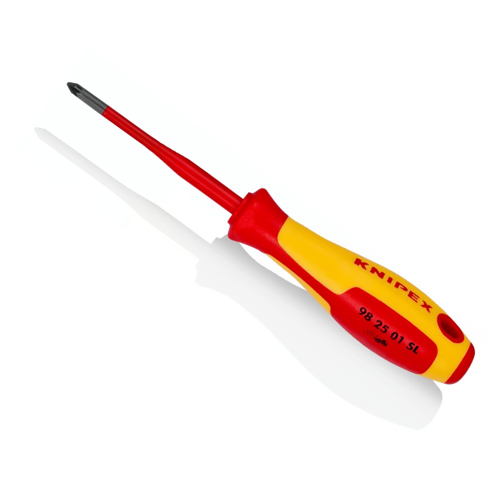 ไขควงปากแฉก VDE KNIPEX 98 25 01 SL Pozidriv หุ้มฉนวนกันไฟ VDE 1000V ขนาด PZ1 x 187 มม 