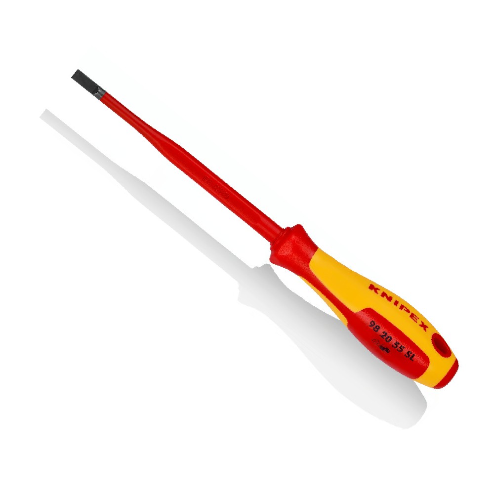 ไขควงปากแบน KNIPEX 98 20 55 SL หุ้มฉนวนกันไฟ VDE 1000V ขนาด 5 5 x 232 มม 