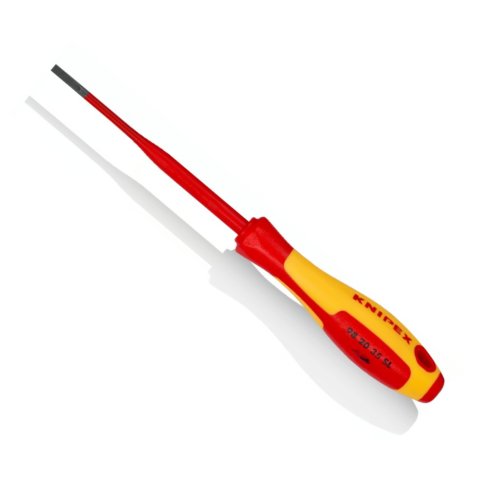 ไขควงปากแบน KNIPEX 98 20 35 SL หุ้มฉนวนกันไฟ VDE 1000V ขนาด 3 5 x 202 มม 