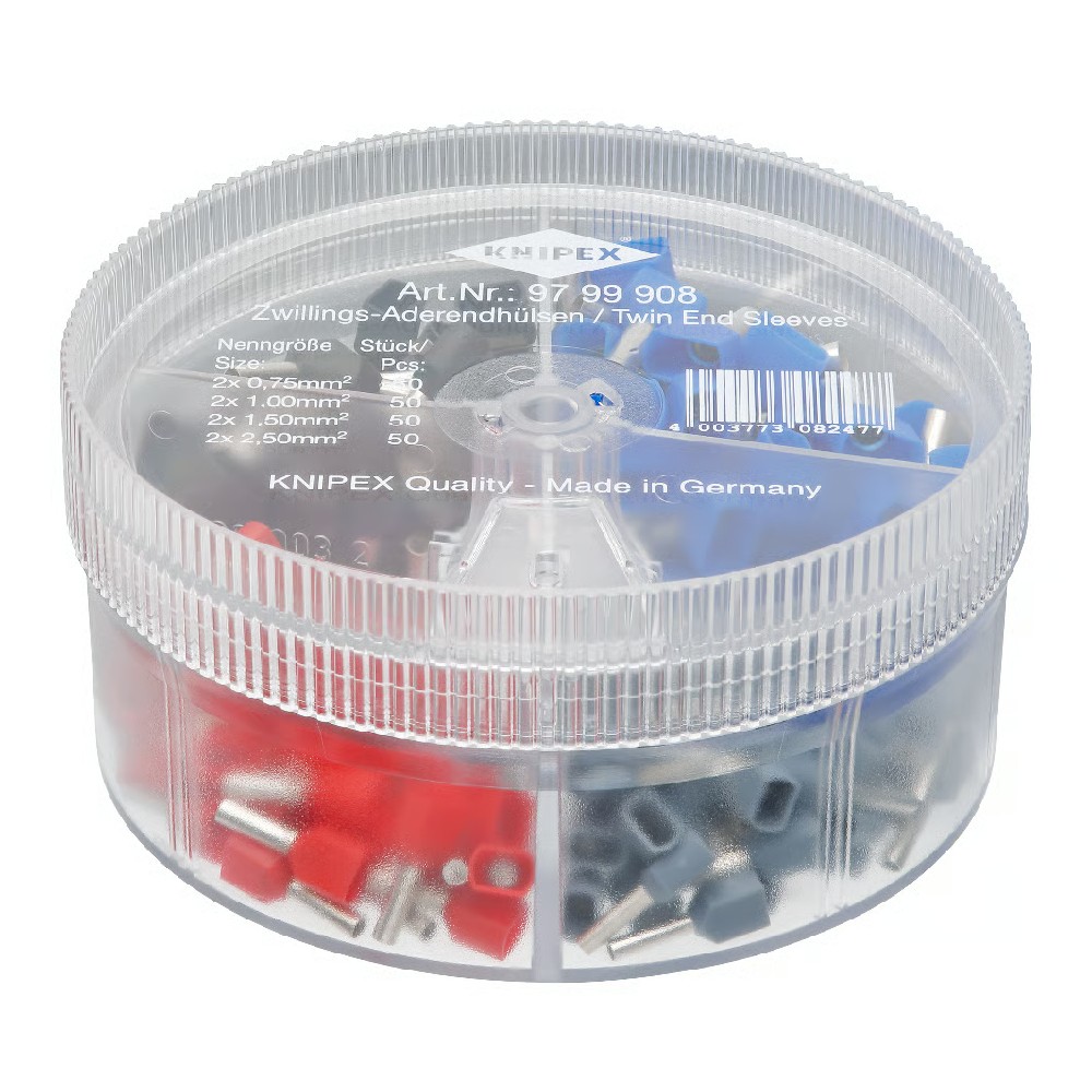 กล่องตลับ KNIPEX 97 99 908 พร้อมชุดสลักหางปลาคู่ ชุด 200 ชิ้น