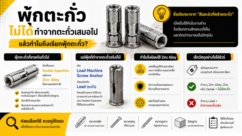 พุ๊กตะกั่วไม่ได้ทำจากตะกั่วเสมอไป แล้วทำไมถึงเรียกพุ๊กตะกั่ว