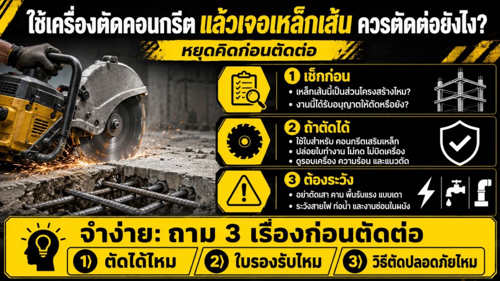 ใช้ เครื่องตัดคอนกรีต แล้วเจอเหล็กเส้น ควรตัดยังไงต่อ ใช้ เครื่องตัดคอนกรีต แล้วเจอเหล็กเส้น ควรตัดยังไงต่อ