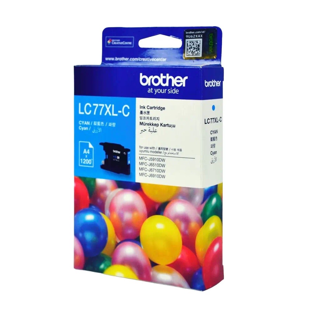 ตลับหมึก Brother LC 77XLC สำหรับเครื่องอิงค์เจ็ท MFC J สีฟ้า