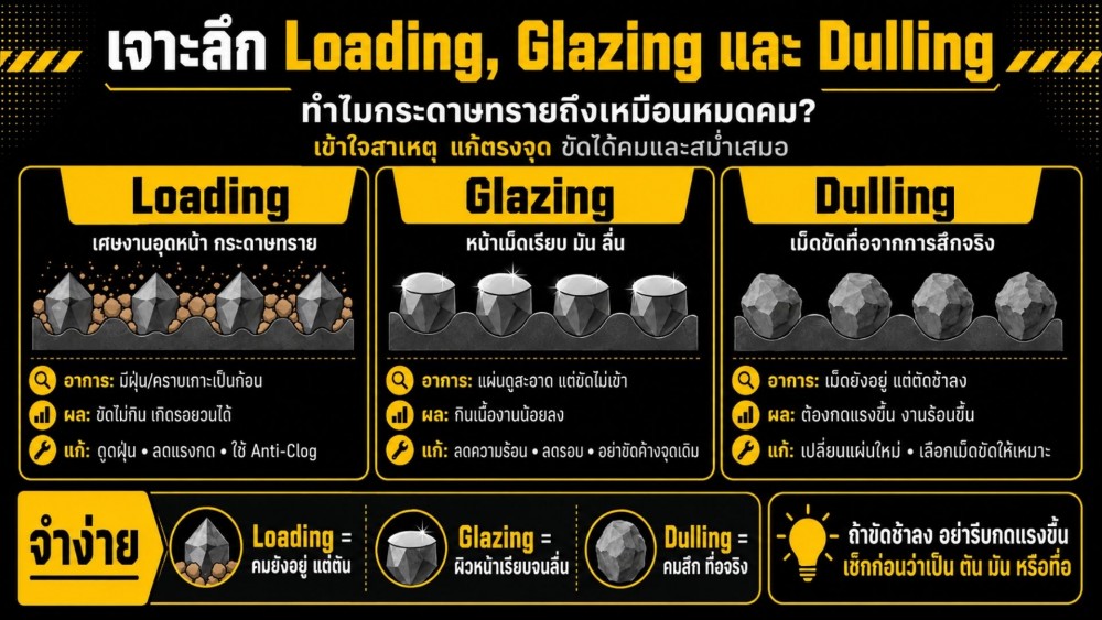 เจาะลึก Loading Glazing และ Dulling ที่ทำให้ กระดาษทราย เหมือนหมดคม