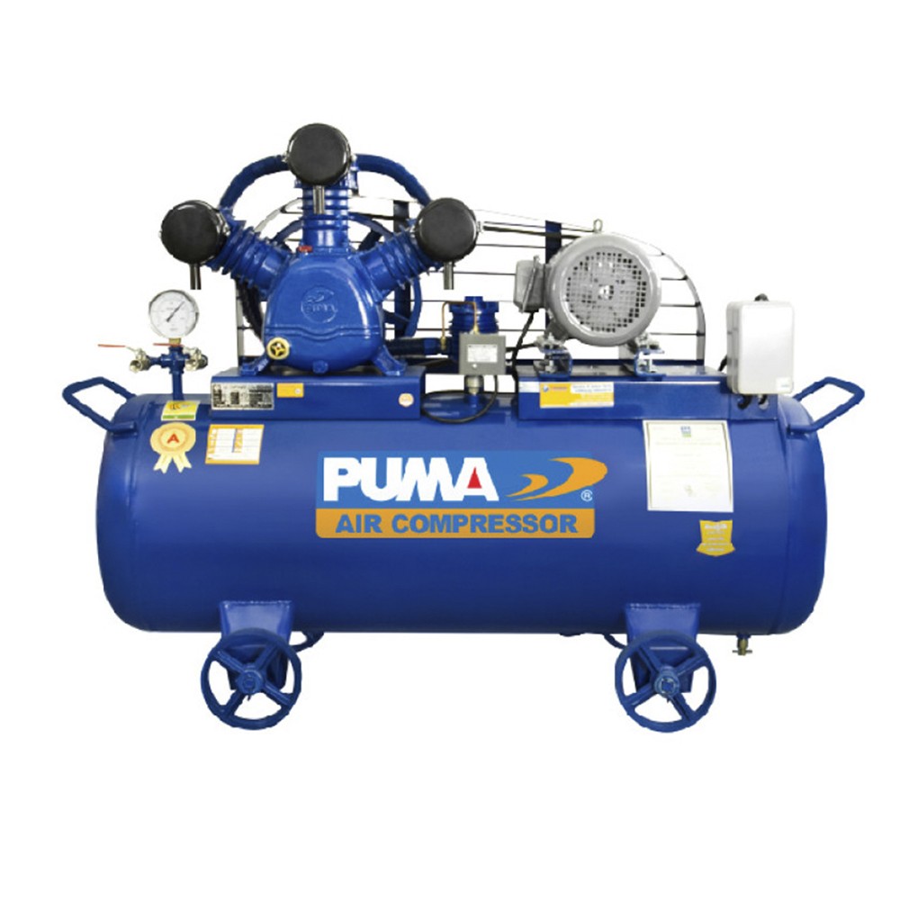 ปั๊มลมขนาดใหญ่ ปั๊มลมสายพาน PUMA PP-35A กำลัง 5HP ขนาดถังลม 165 ลิตร หัวปั๊มลม 3 ลูกสูบ
