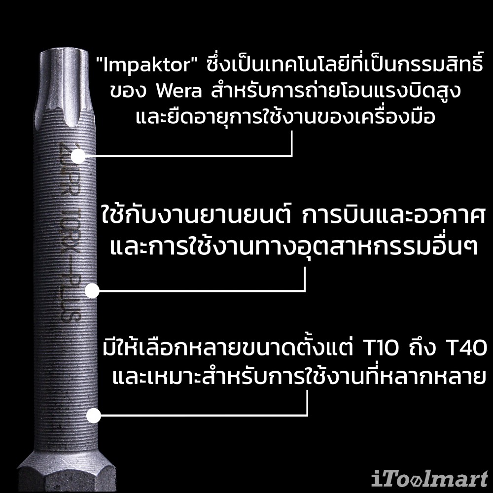 ดอกไขควงดาว 5 แฉก มีรูใน Wera 867/4 20 IPR x 50 mm 05204126001