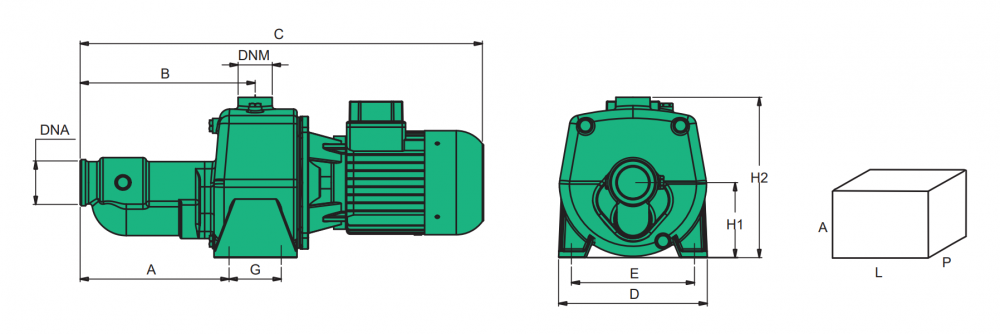 ปั๊มน้ำชนิดดูดเอง 2 ใบพัด SEALAND JB Series ขนาด 1.1/2 x 1 นิ้ว แรงดัน 1.5-3HP 1.1-2.2kW 220/380โวลต์