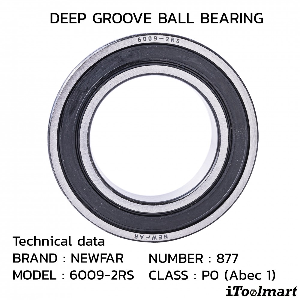 ลูกปืน Newfar 6009 2RS ฝายางปิด 2 ข้าง ความแม่นยำ P0  Abec 1 