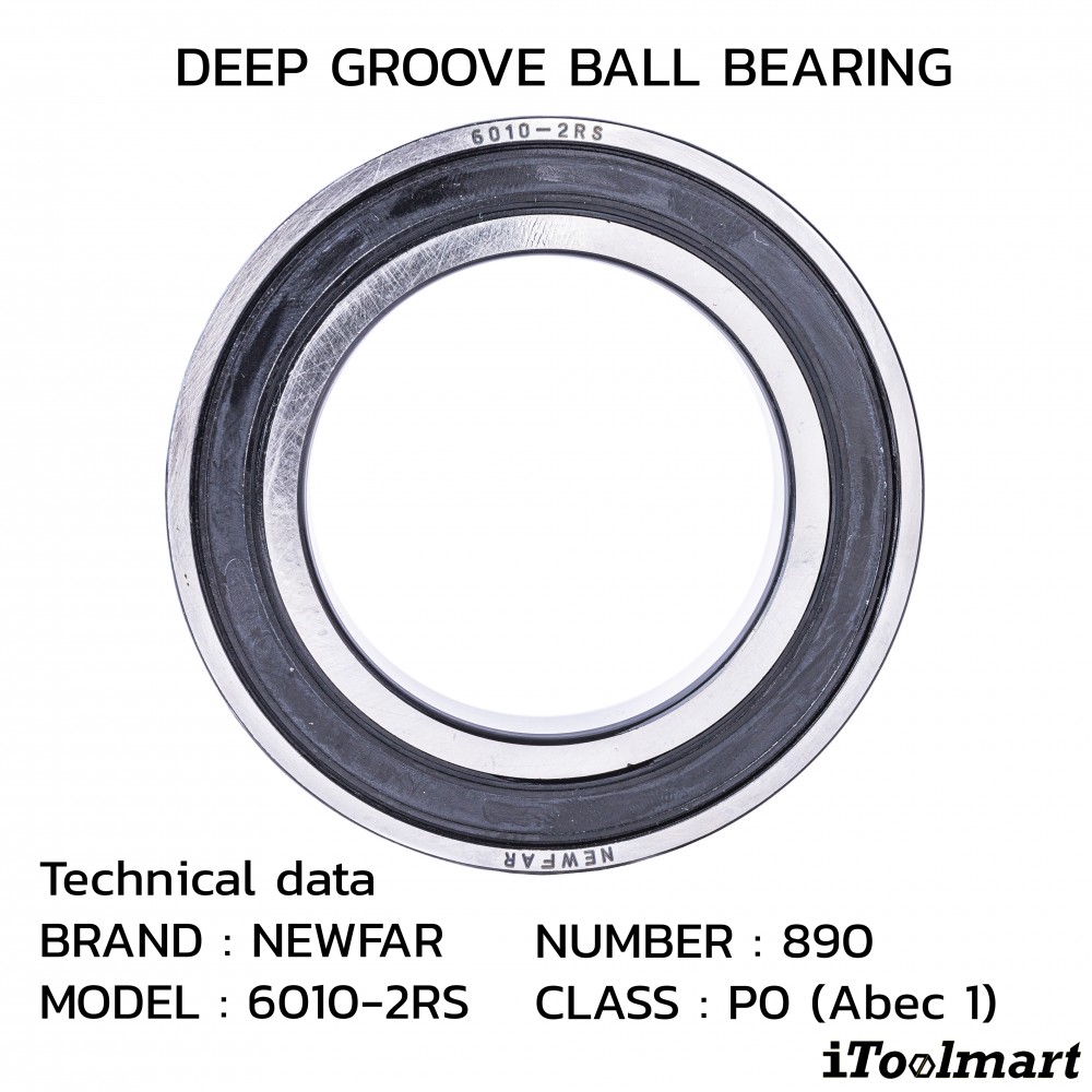 ลูกปืน Newfar 6010 2RS ฝายางปิด 2 ข้าง ความแม่นยำ P0  Abec 1 