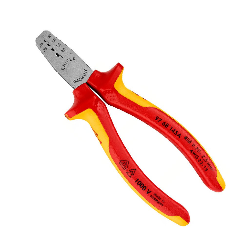 คีมย้ำ Knipex 97 68 145 A คีมย้ำคอร์ดเอ็น 5 นิ้ว ด้าม VDE