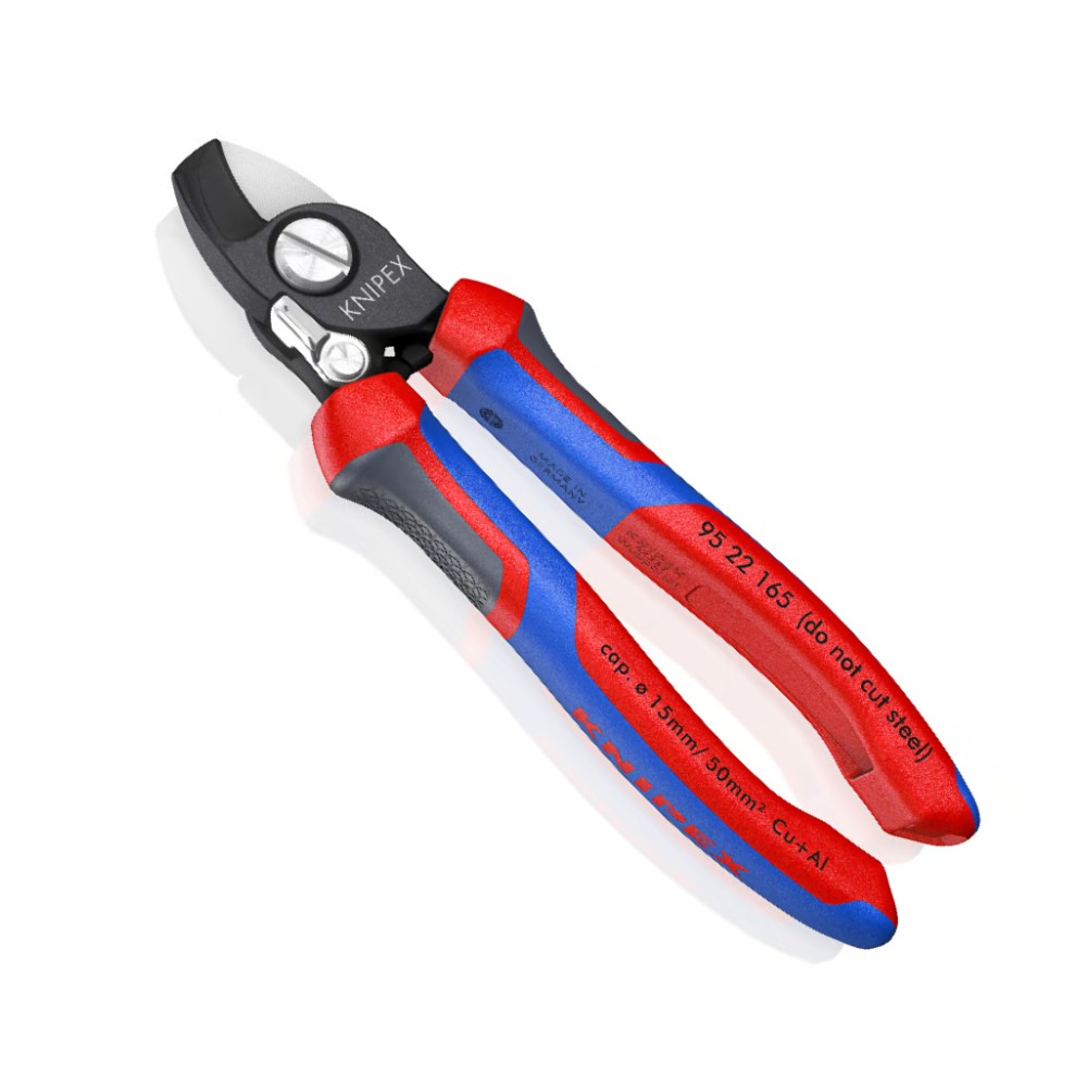 คีมตัดสายไฟ Knipex 95 22 165 ระบบล็อคสปริง ด้าม 2 วัสดุ 165 mm